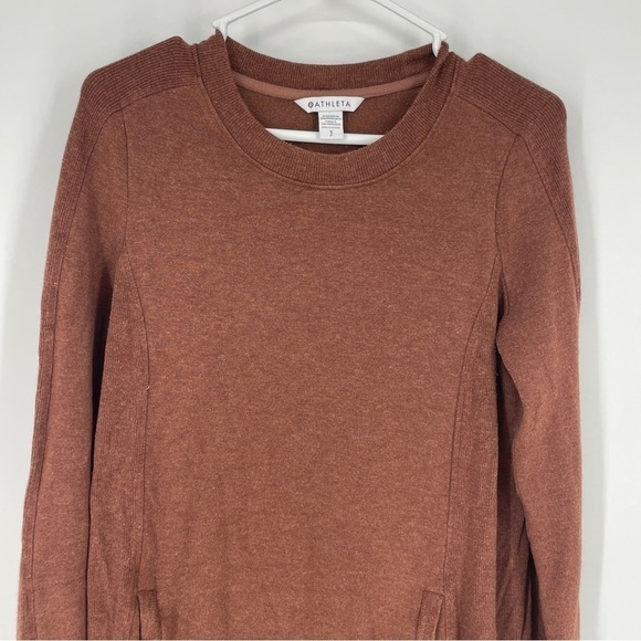 Athleta Women’s Balance Crewneck Sweater Dress Brown Pockets - Picture 6 of 8